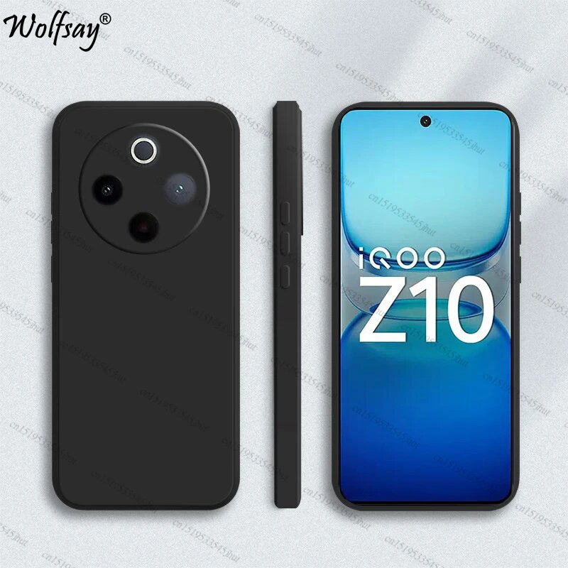 Чехол для Vivo iQOO Z10, противоударный мягкий оригинальный жидкий силиконовый чехол для Vivo iQOO Z10, чехол для Vivo iQOO Z10 Funda, вivo iQOO Z10, Black