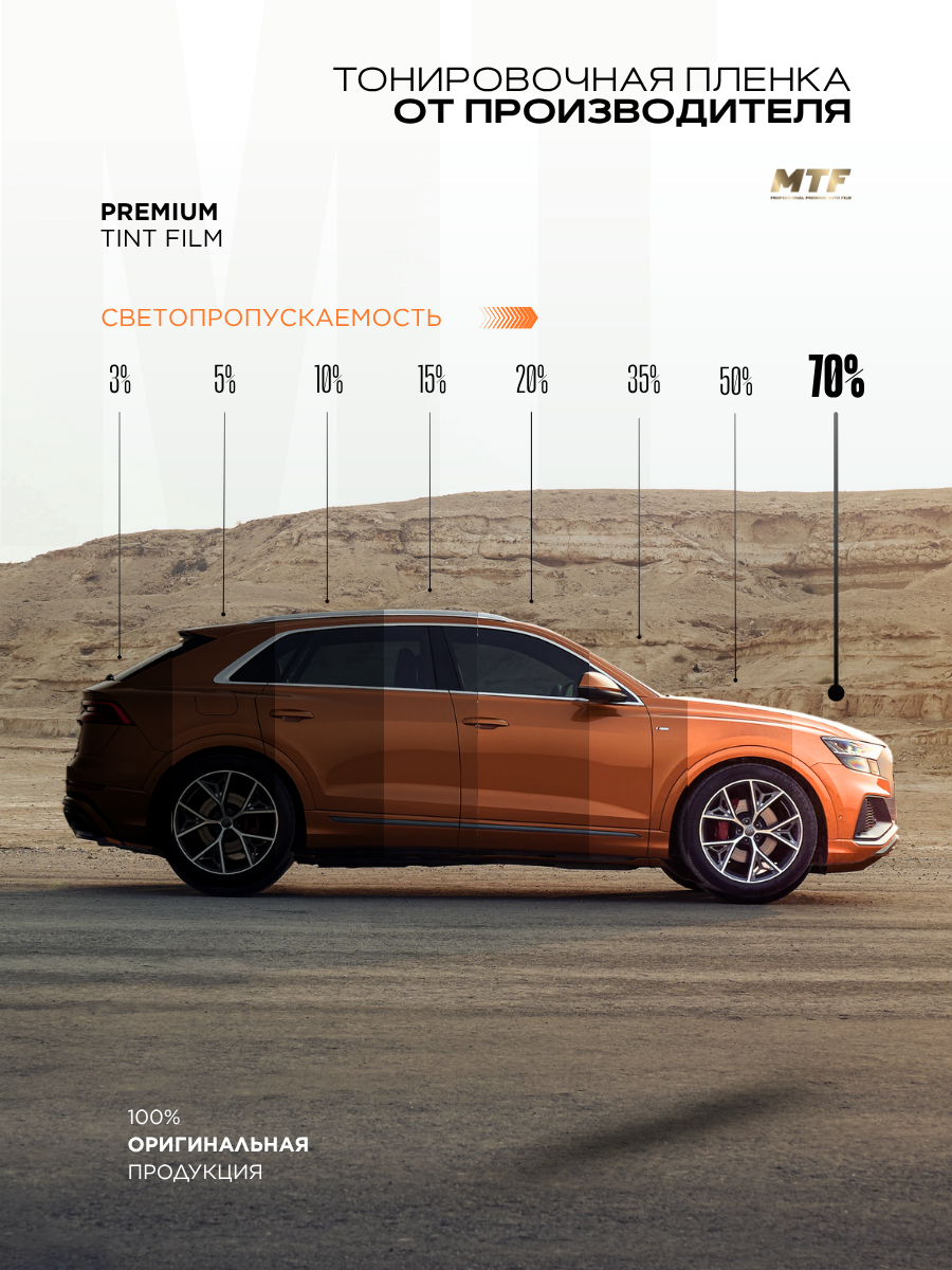 Пленка тонировочная "MTF Original" в тубе "Premium" 70% Сharcol (0.75м х 3м) — фото 1