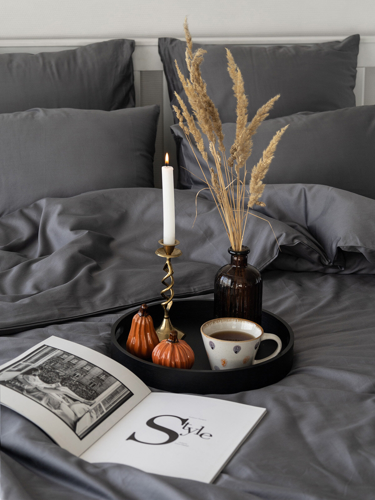 Поднос DeNASTIA Midday D35 см; 35x5 см, бамбук/МДФ, цвет черный — фото 1