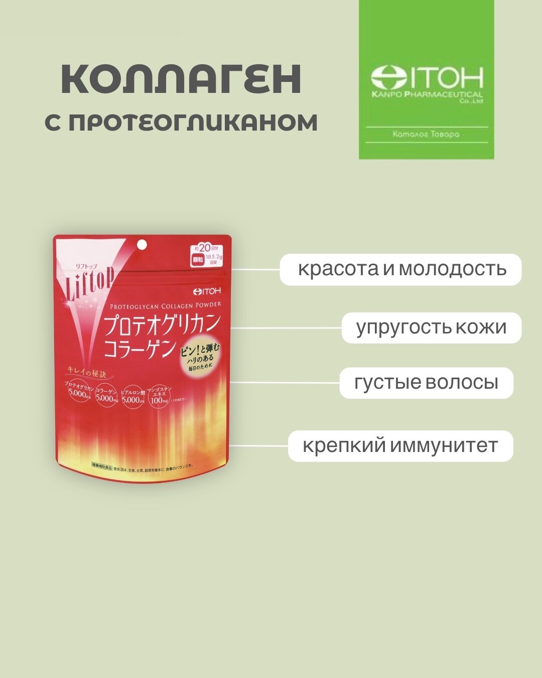 Коллаген ITOH, с протеогликаном, 104г