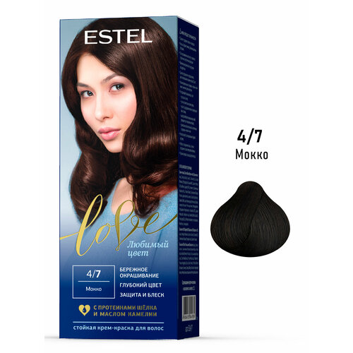 фото Краска для окрашивания волос estel love 4.7 мокко 50+50+15 мл