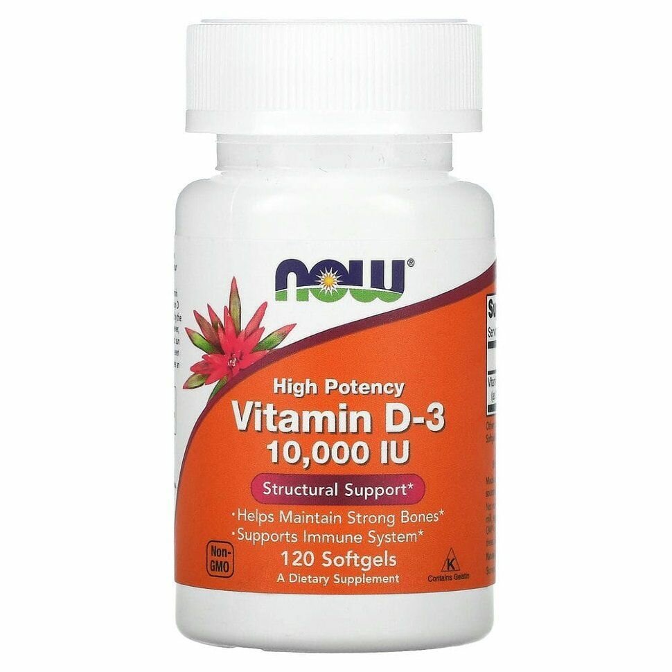Now Foods D3 10000 МЕ Витамин Д3 10000 МЕ  120 капcул