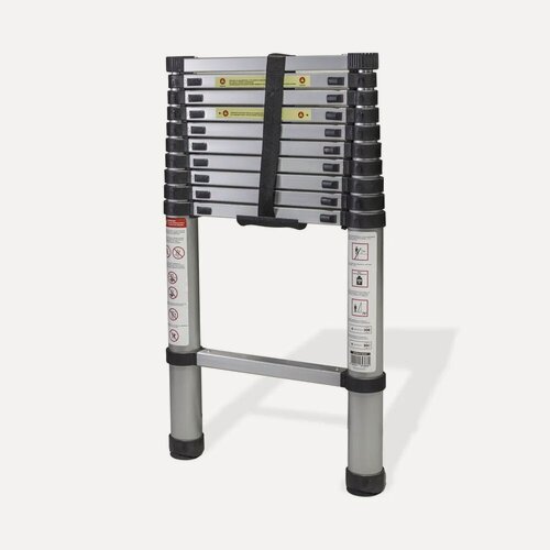 Изображение товара Лестница телескопическая трансформер 3,2 м, раздвижная алюминиевая приставная, 11 ступеней