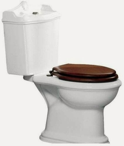 Изображение товара Azzurra Унитаз напольный Azzurra Jubilaeum JUVCMP000000NO/(JUB100/MBS bi) моноблок выпуск в пол с деревянным сидением