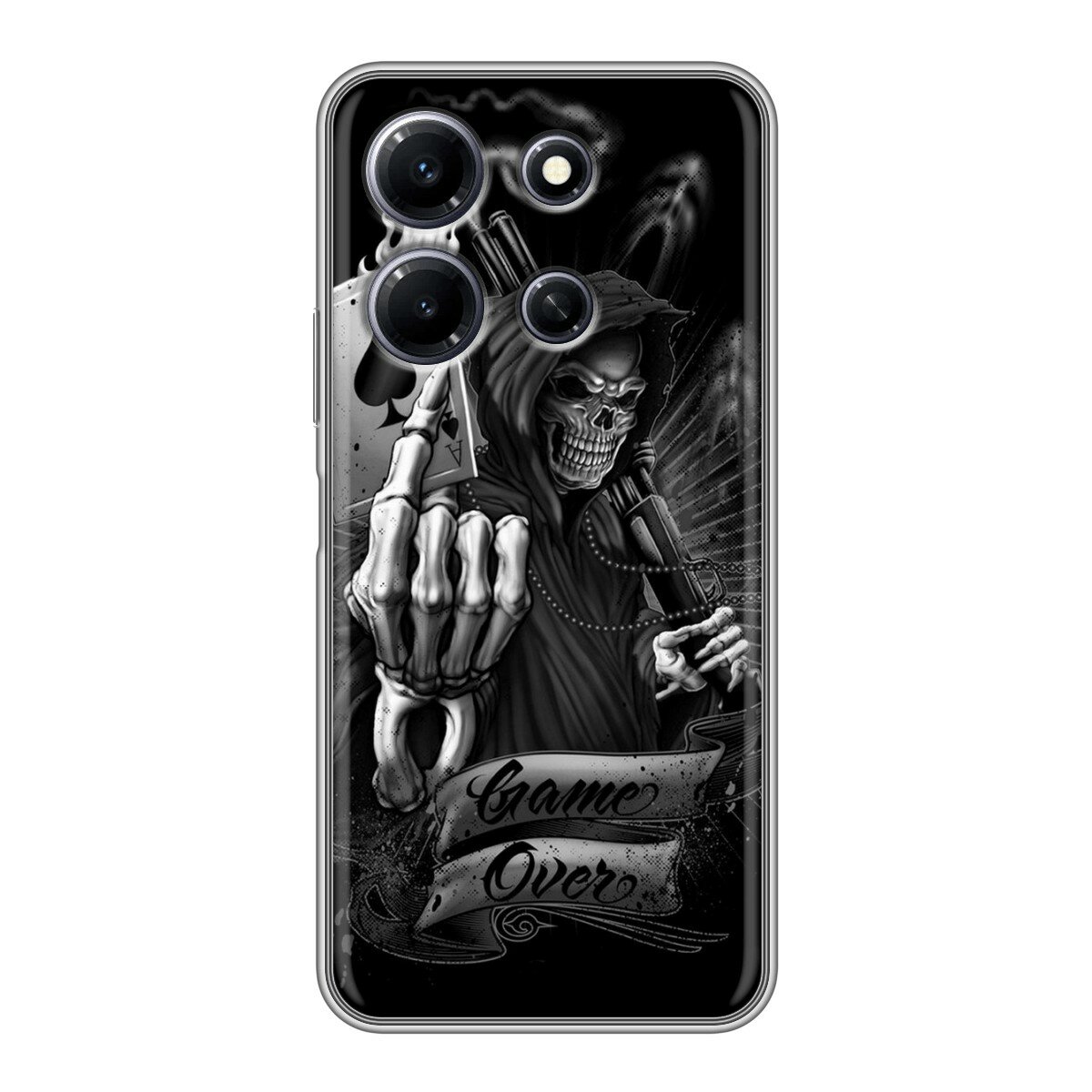 Чехол для Infinix Note 30i 4G с принтом для мужчин с черепом и картой (Инфиникс Нот 30i 4G) — фото 1