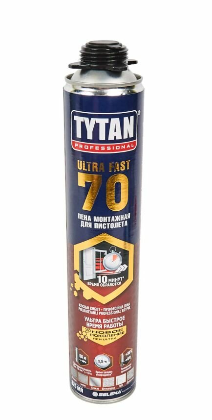 Пена монтажная пистолетная Tytan Ultra Fast 55 л 870 мл