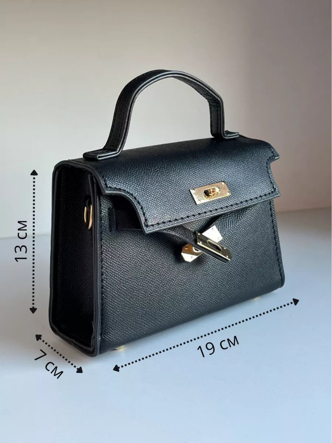 Сумка  Мини-сумка Hermes Kelly Style, черный — фото 1