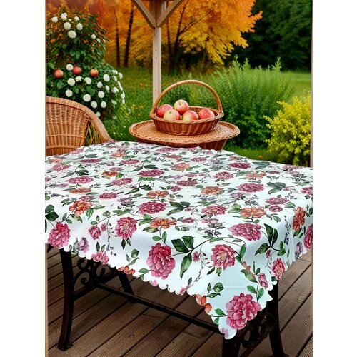 фото Скатерть на стол laid table клеенка для кухни тканевая 100 x140 водоотталкивающая , праздничный декор для дачи и дома
