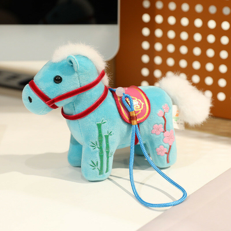 Cute pony plush doll with crystal soft material for kid playroom or festive gift multicolor horse blue 20cm