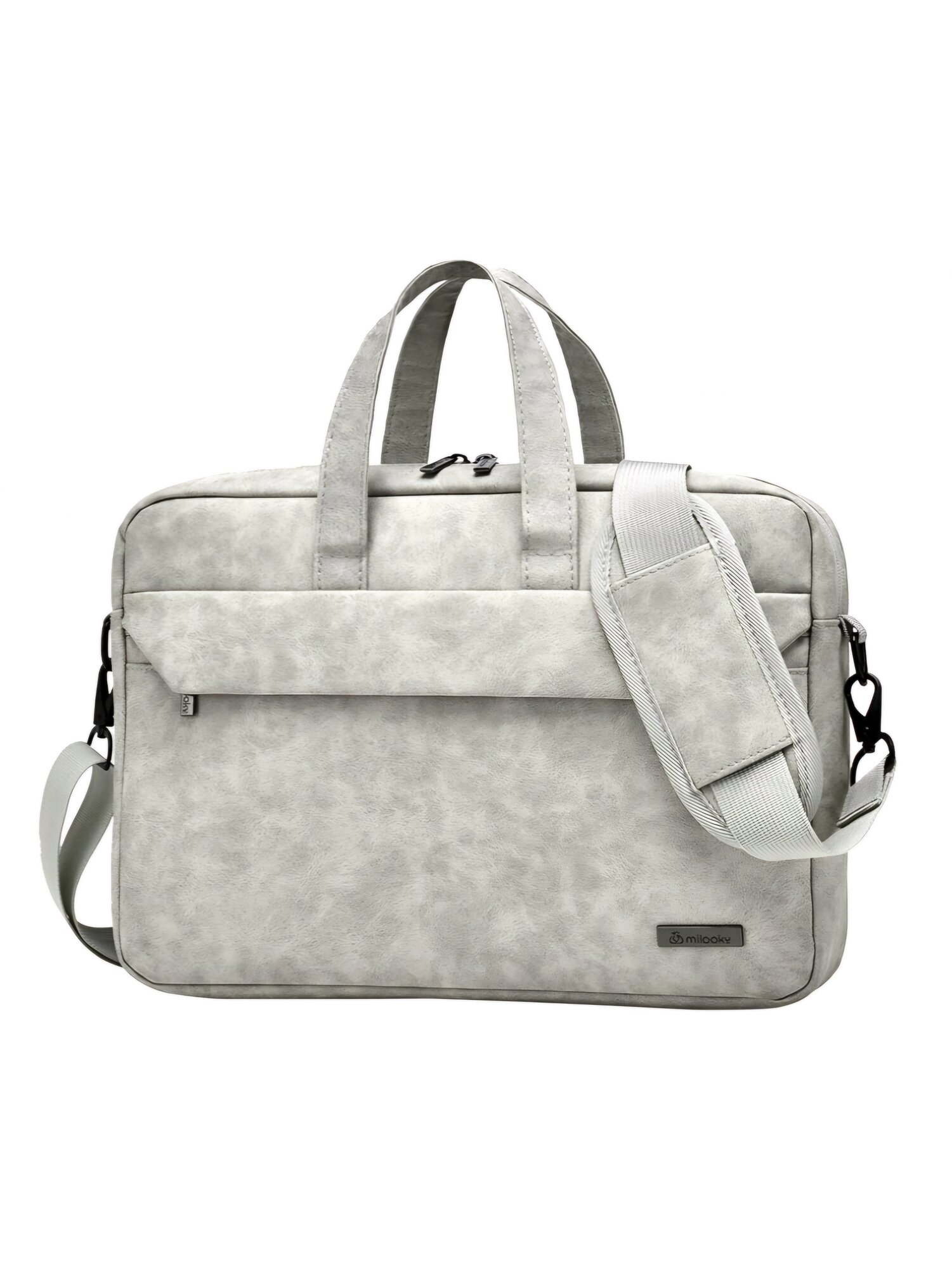 Сумка для ноутбука Milooky, полиэстер, светло-серая, с плечевым ремнём, внешний карман
