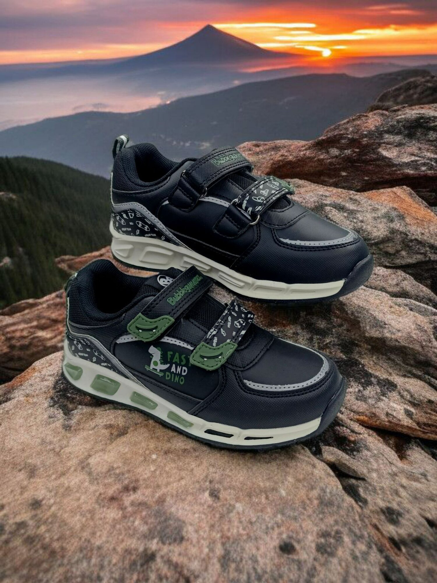 Кроссовки, размер 29, черный/зеленый — фото 1