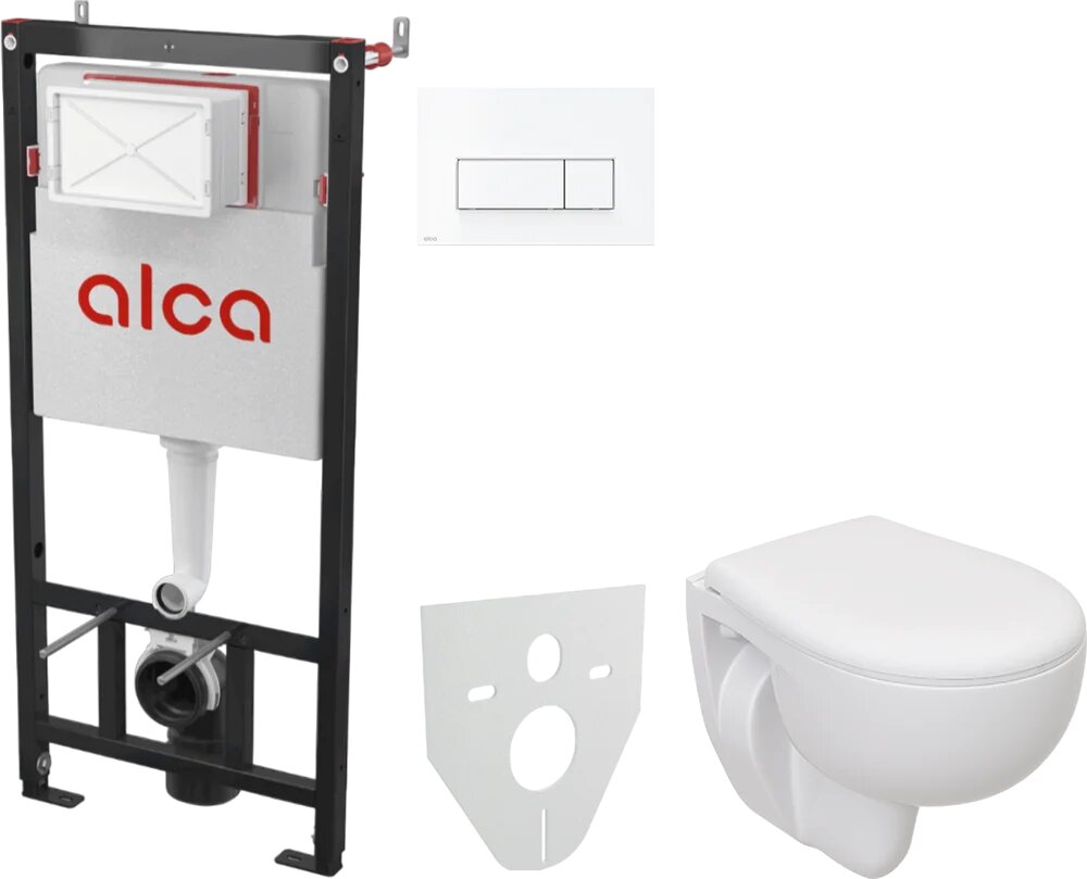 Комплект Унитаз подвесной Seramiksan Natura A051041H / Крышка AG50002 / Инсталляция AlcaPlast AM101/1120-4:1 RU M570-0001 кнопка смыва белая