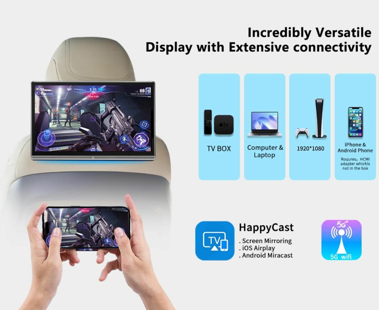 14inch Монитор в подголовник Android 2+32 Монитор автомобильный 14'