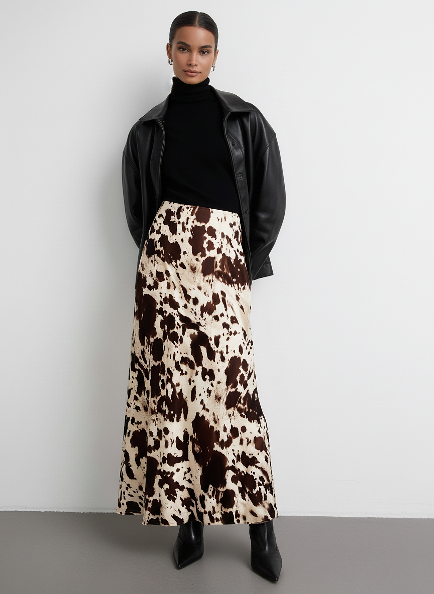 Юбка FROM PARADISE Осень 2025, размер 42, коричневый, бежевый