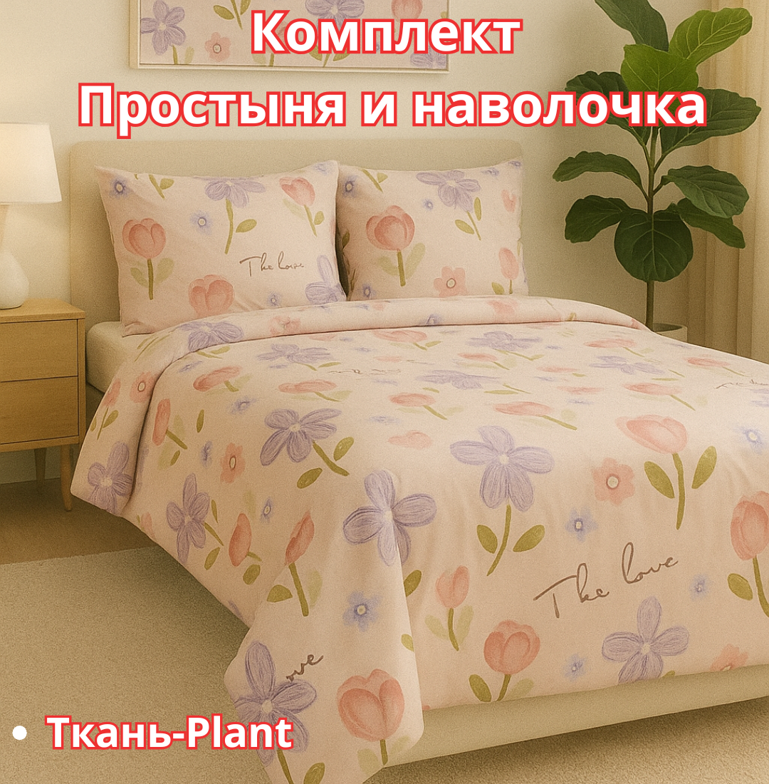 Постельное белья "Простыня и наволочка" размер евро стандарт