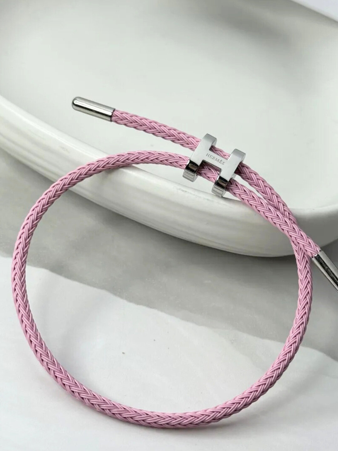 Браслет Hermes, искусственный камень, 1 шт., размер 22 см, размер one size, розовый