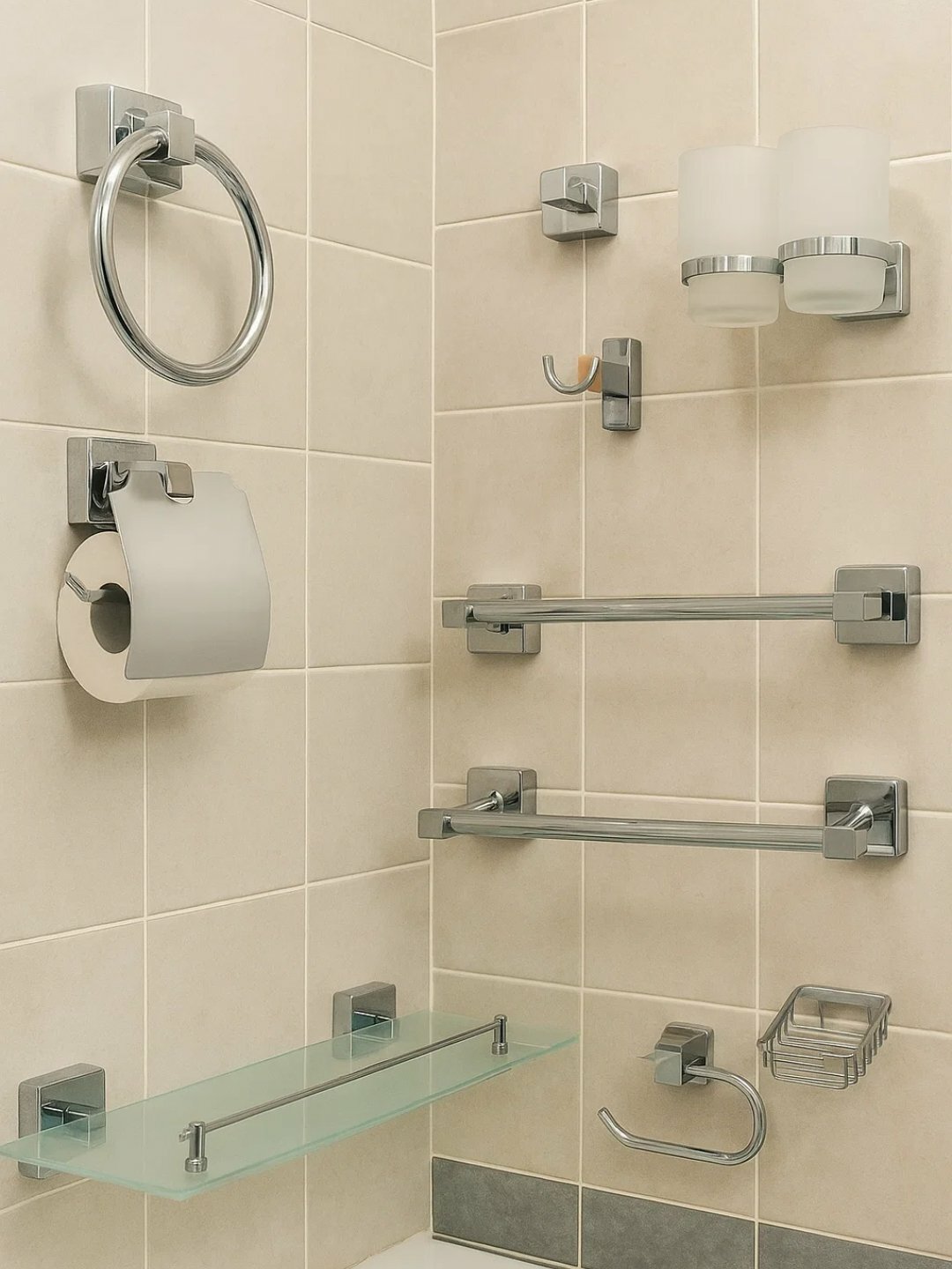 Набор аксессуаров для ванной комнаты R 2300 из нержавеющей стали