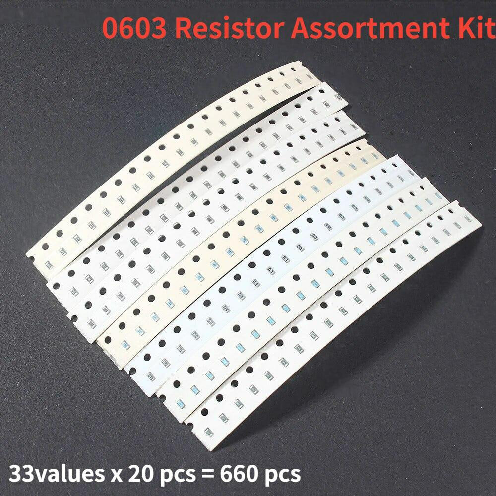 Набор SMD резисторов 0603 (1Ом-1МОм) (660 шт. 33 номиналов по 20шт.)