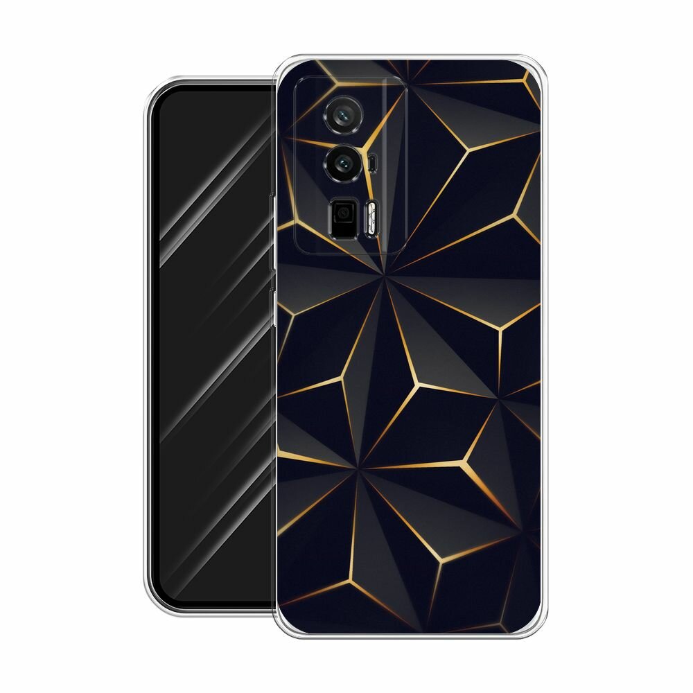 Чехол на Xiaomi Redmi K60/Poco F5 Pro / Редми К60/Поко F5 Pro с принтом "Черные полигоны" — фото 1
