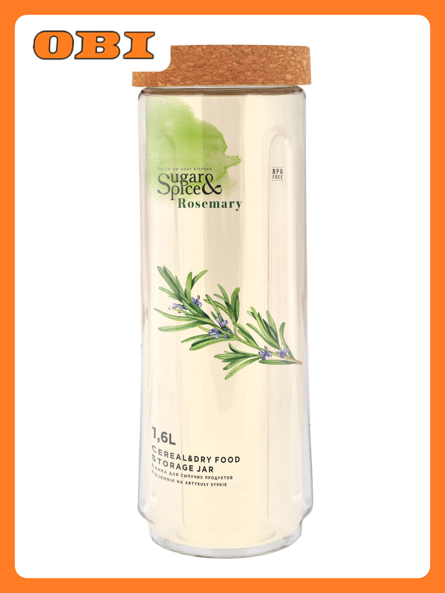 Банка для сыпучих продуктов Sugar&Spice Rosemary 16л с пробковой крышкой