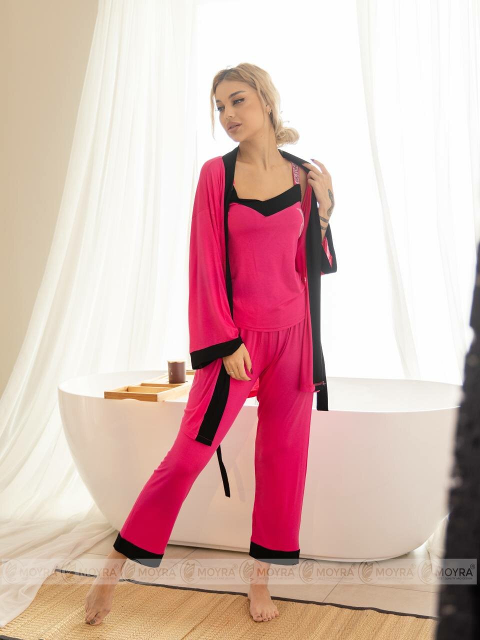 Пижама , размер 44-52, малина — фото 1