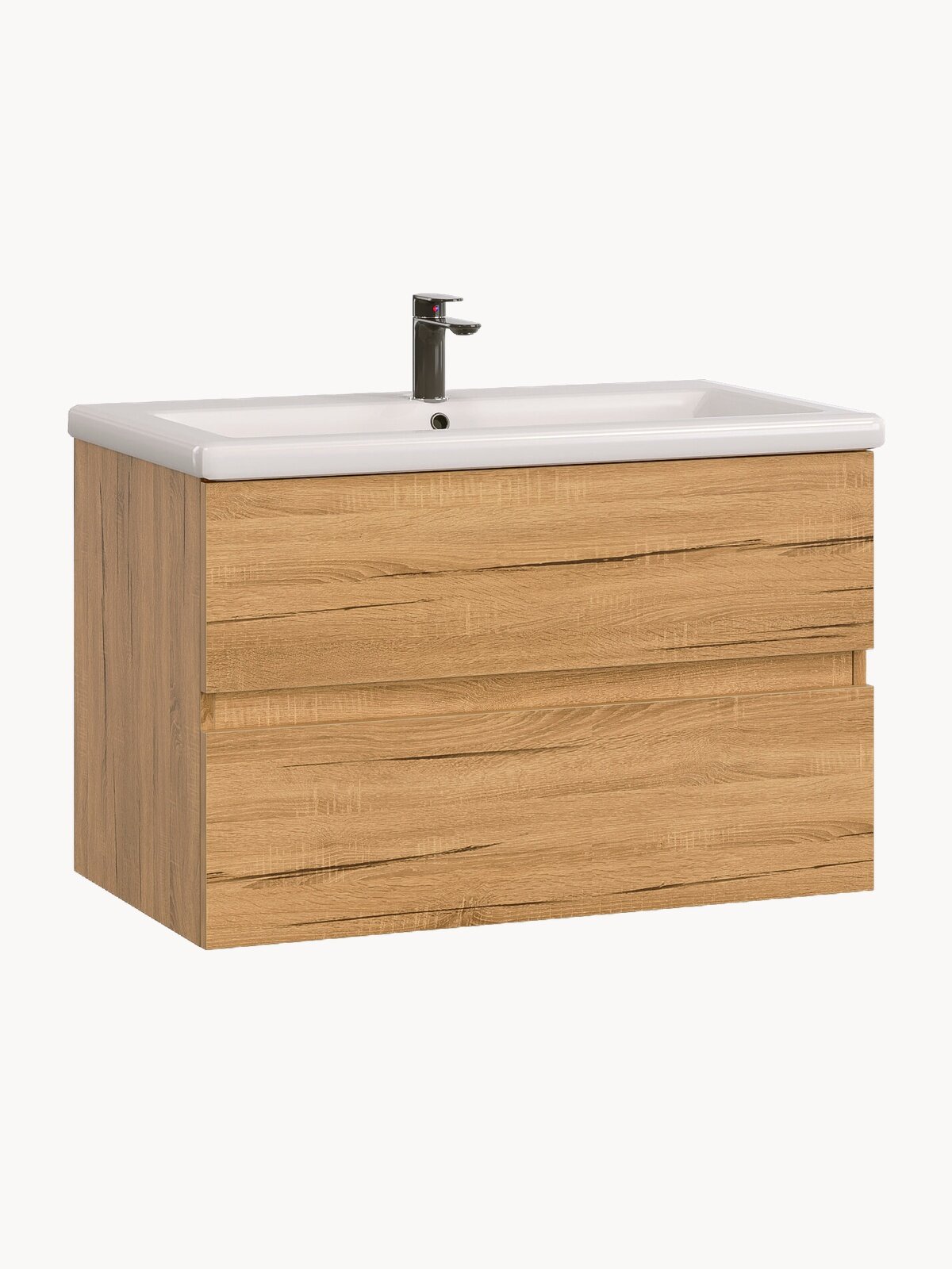 Тумба подвесная SanStar Lavanti 70 с раковиной Como 70 (комплект) для ванной комнаты Дуб вотан