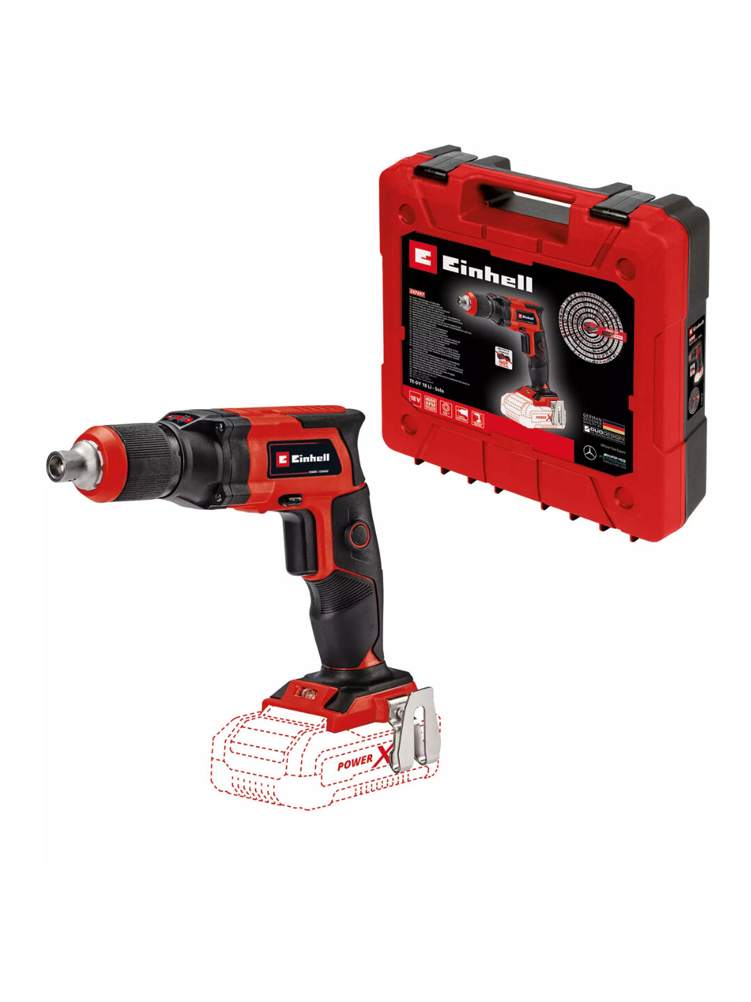 Шуруповёрт для гипсокартона аккумуляторный Einhell TE-DY 18 Li-Solo, 18В, Power X-Change