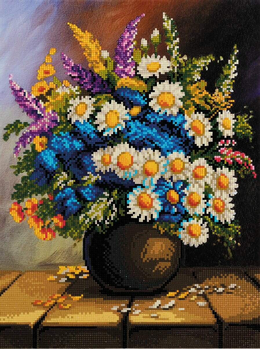 Алмазная мозаика Букет полевых цветов 30х40 см