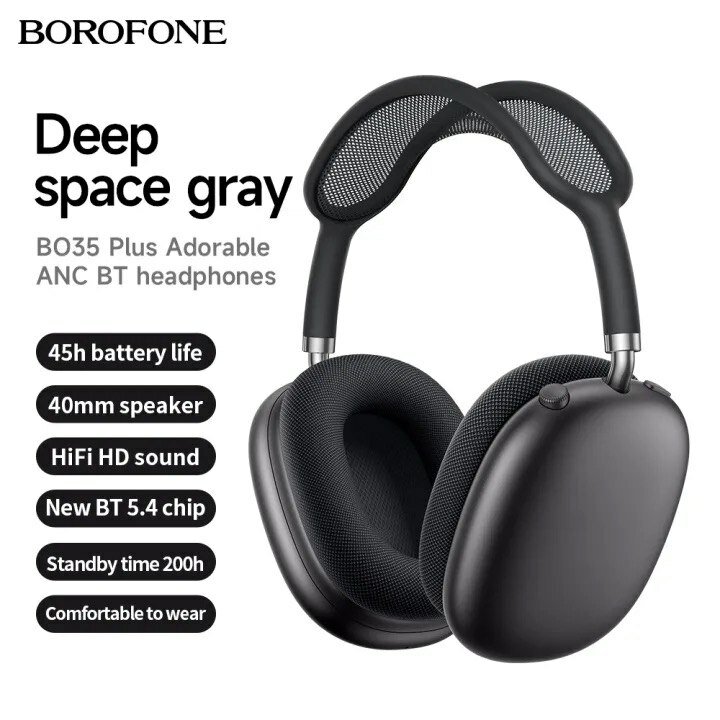 Беспроводные наушники Borofone BO35 Plus Adorable ANC, Bluetooth 5.4, активное шумоподавление, до 45 ч, AUX