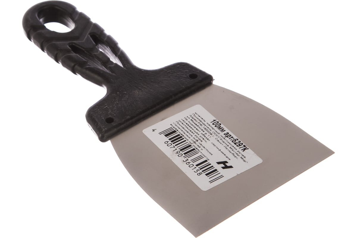 Шпатель гладкий JetTools 6297К, 100 мм, нержавеющая сталь, черный — фото 1