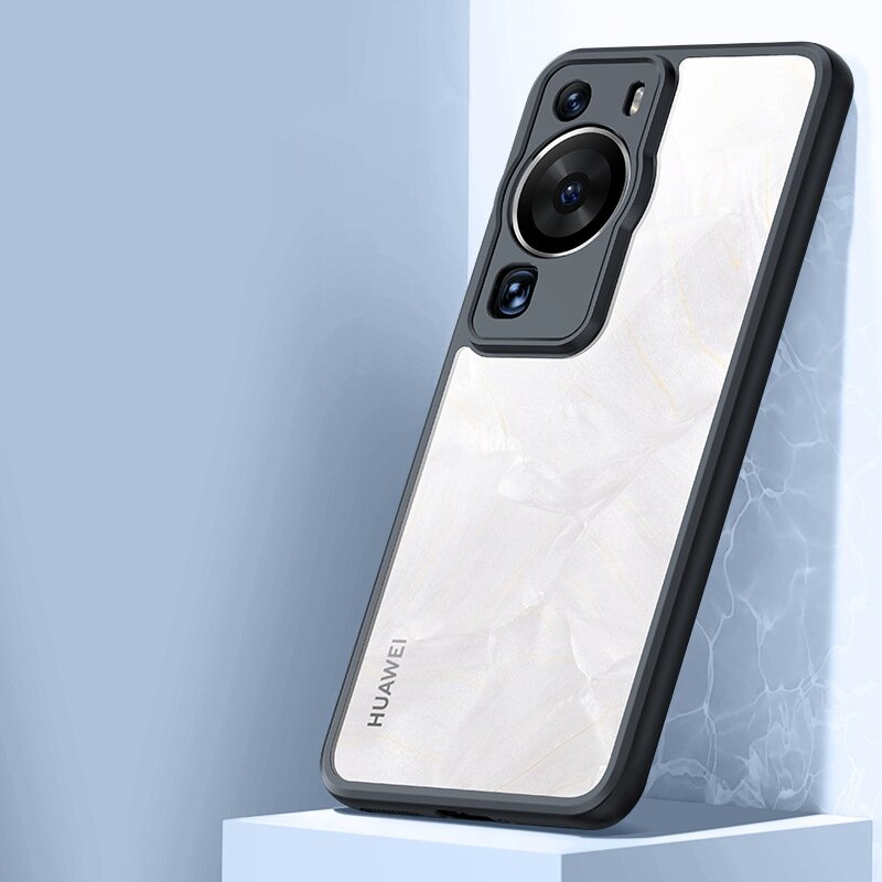 Чехол-накладка MyPads для Huawei P60 / Huawei P60 Pro из силикона c прозрачной пластиковой задней стенкой с черной окаемкой
