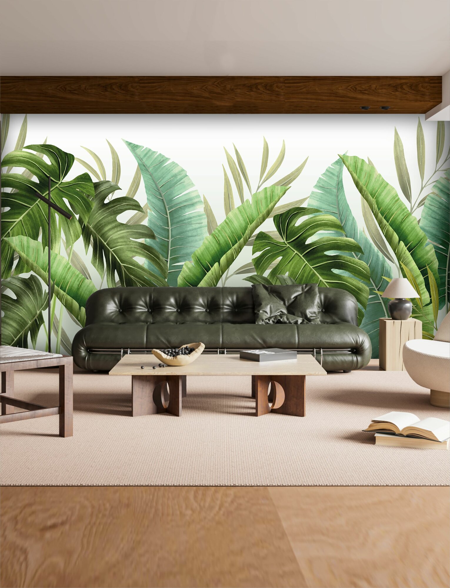 фото Фотообои на стену Зеленые листья монстеры 500х270 на флизелиновой основе