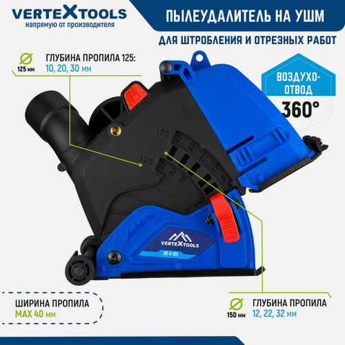 Изображение товара Пылеудалитель на УШМ для штробления и отрезных работ 125-150 мм. с переходными кольцами