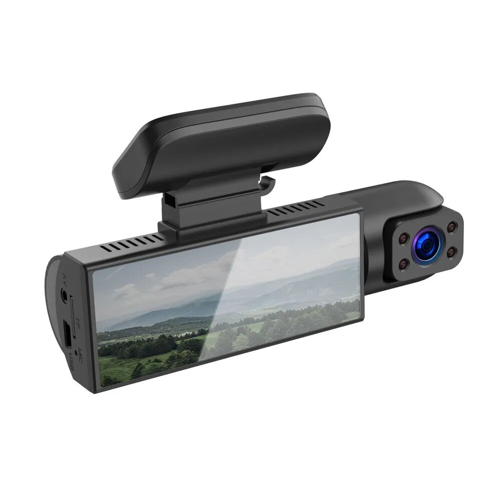 Автомобильный видеорегистратор с двумя объективами / Full HD разрешение / G-Sensor / IPS дисплей / Камера в салон / Ночной режим — фото 1