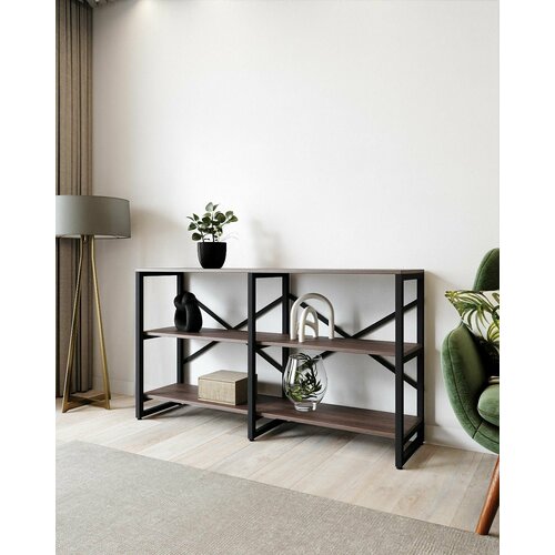 Стеллаж лофт BRUNO DOUBLE 3 полки (75х134х34см) Дуб Ниагара