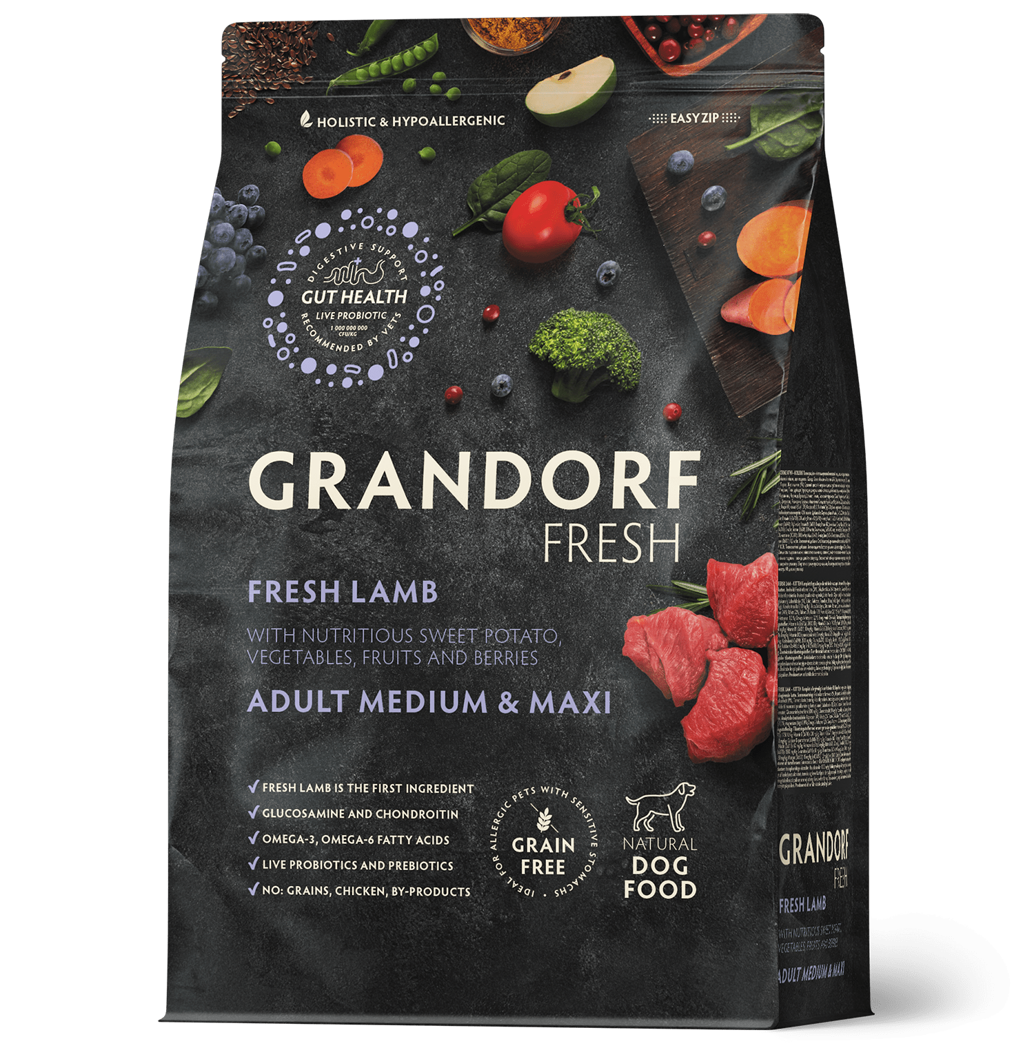 Grandorf Fresh сухой корм для собак средних и крупных пород ягненок с бататом 3кг