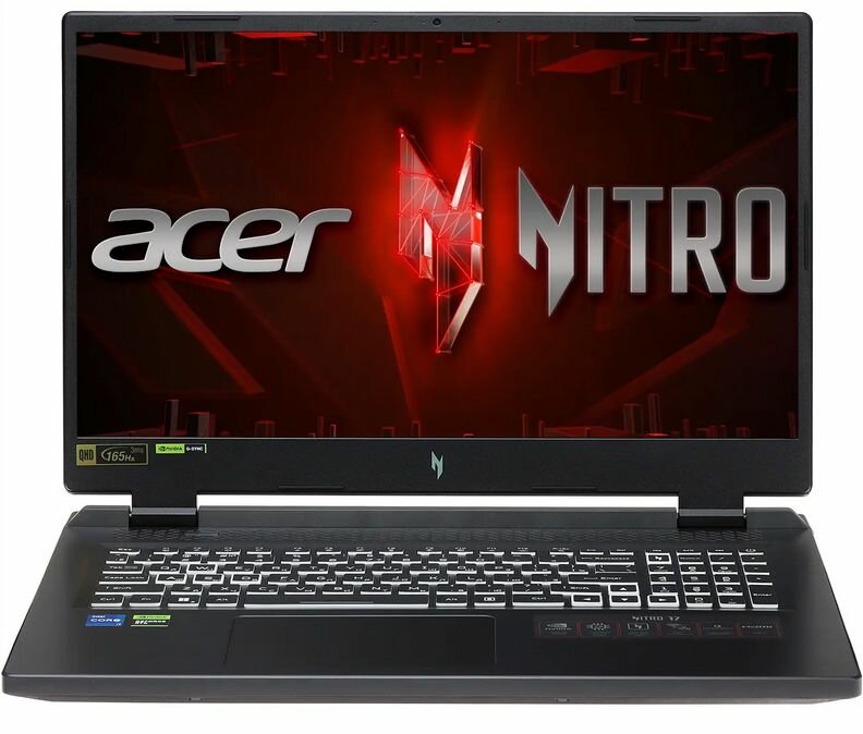 17.3" Ноутбук Acer Nitro 17 AN17-51-73CD (NH. QK6CD.001) черный - 2560x1440, IPS, Intel Core i7 13700H, ядра: 14 х 2.4 ГГц, 16 ГБ, SSD 1024 ГБ, GeForce RTX 4060 для ноутбуков - 8 ГБ, без ОС