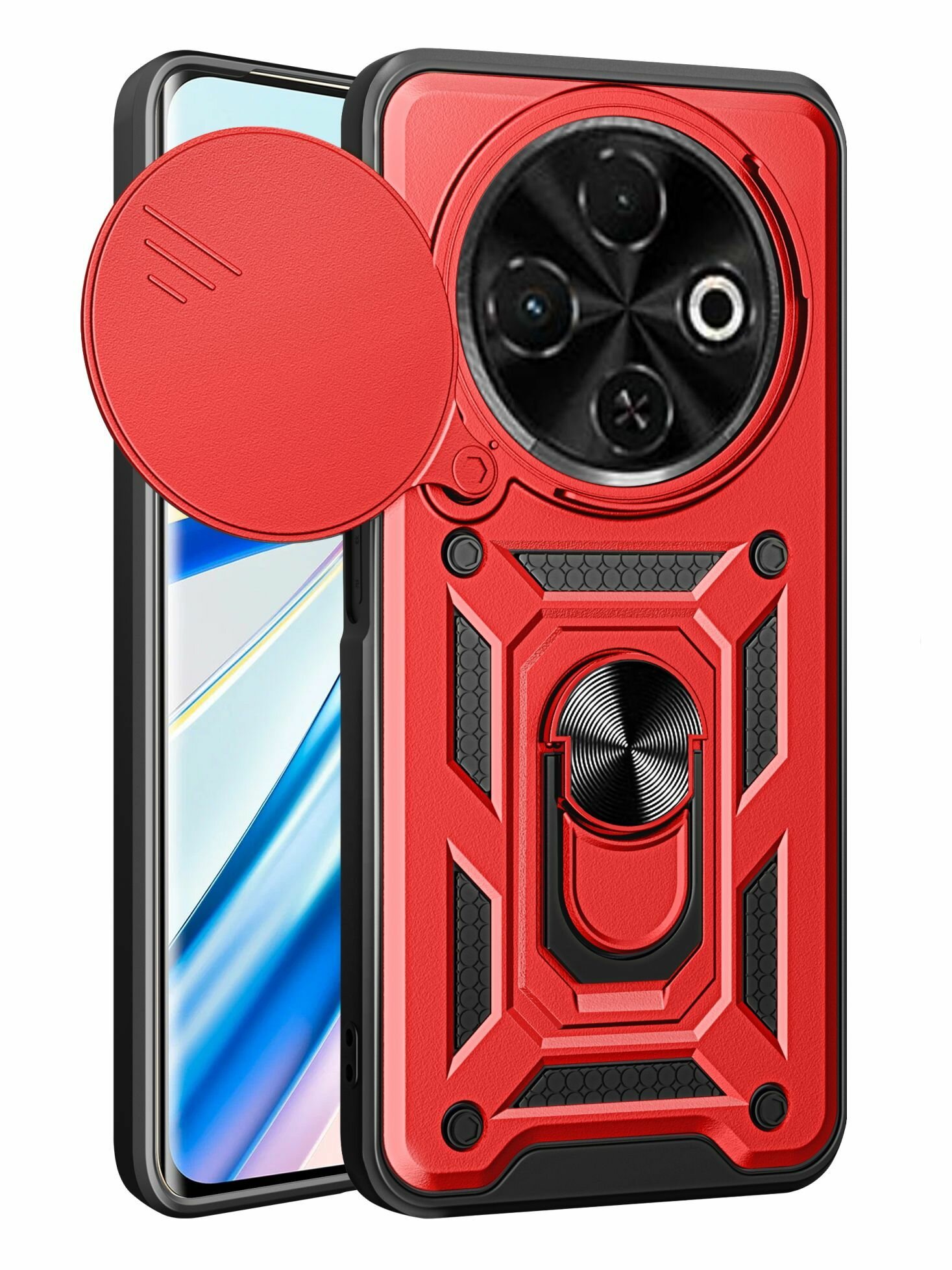 Чехол противоударный armors для Tecno Spark 30C 4G / Техно Спарк 30С 4G с защитой камеры (Красный)