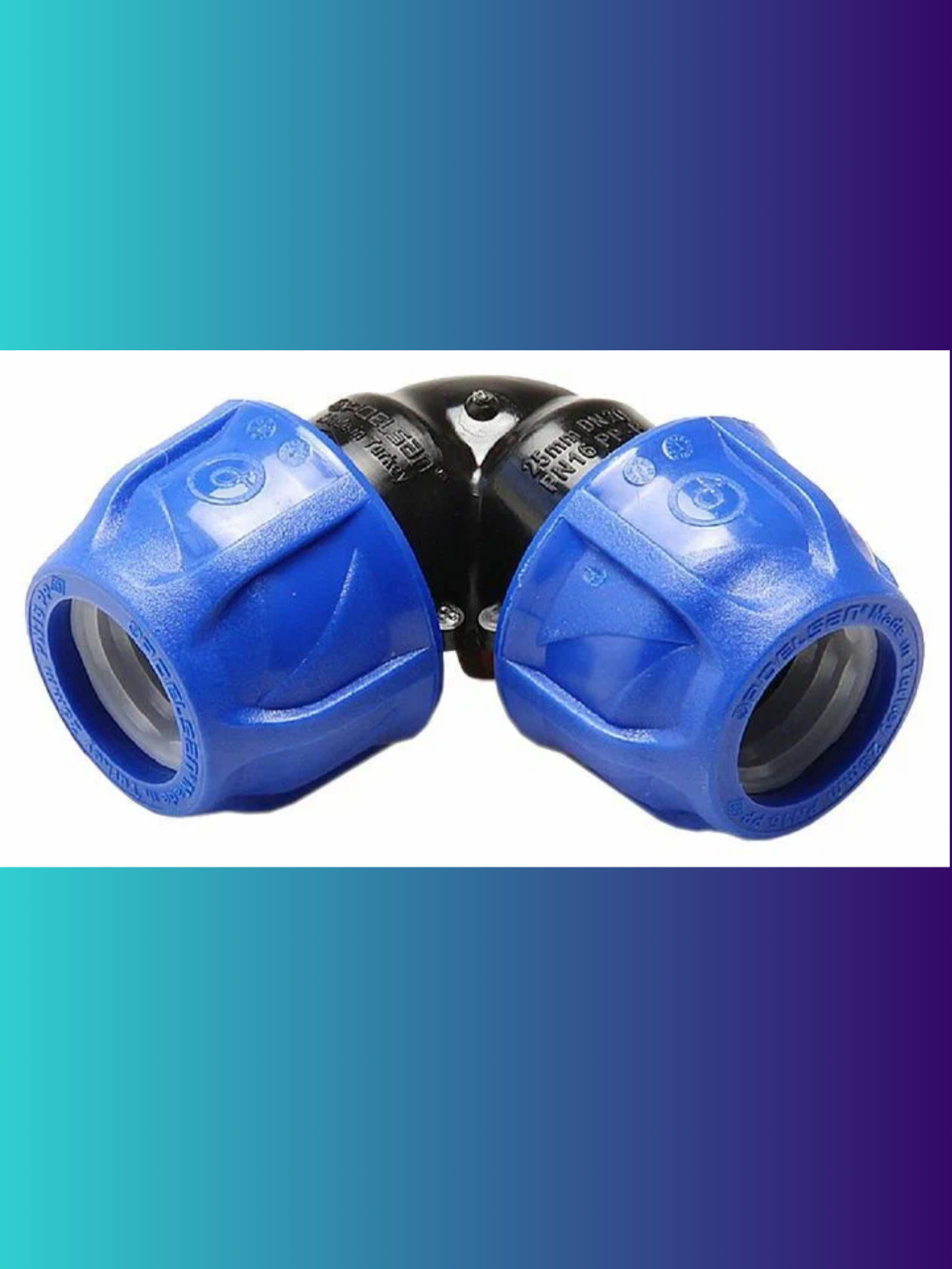 Угольник ПЭ разъемный 90 градусов D 20 для соединения полиэтиленовых (ПНД) труб в системе