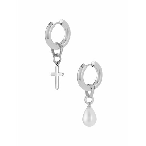 Серьги с подвесками LUMINORA, жемчуг имитация, размер 20 мм, серебристый