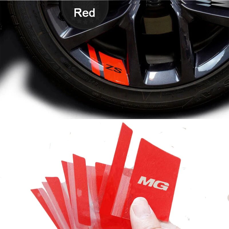 6 шт, наклейки на автомобильные колеса для MG GT HS ZS XPOWER X power MG3 MG5 MG6 MG7, GT, Reflective Red