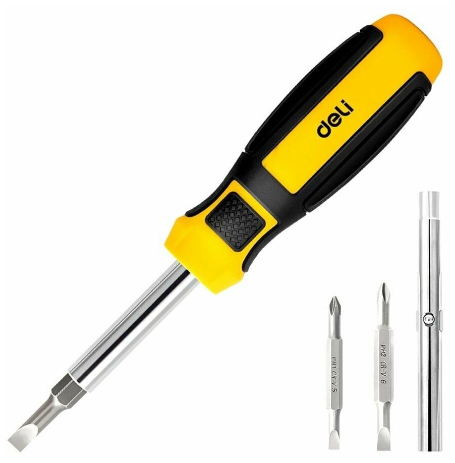 Многофункциональная отвертка 6-в-1 Deli DL260206 В комплекте биты SL5, SL6, PH1, PH2
