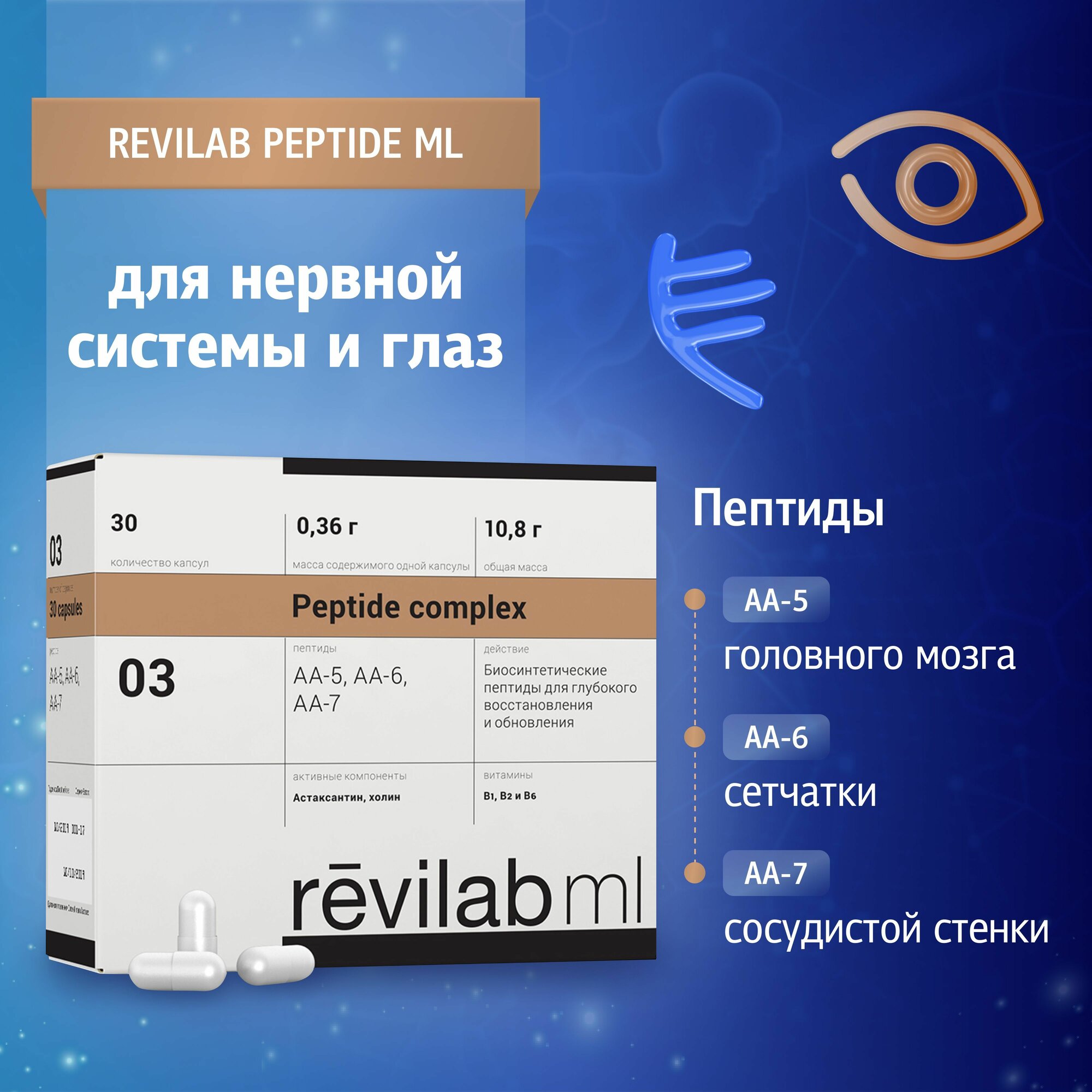 Revilab ML03  пептидный комплекс для нервной системы и органов зрения БАД