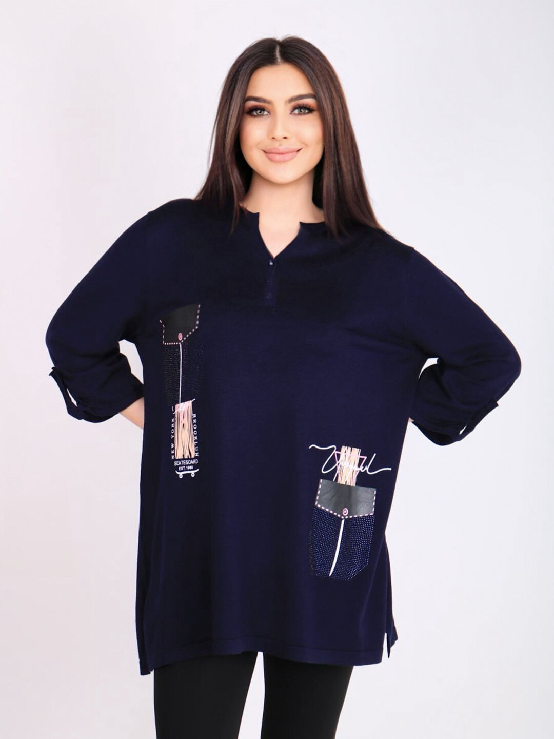 Туника, размер 56, темно-синий — фото 1