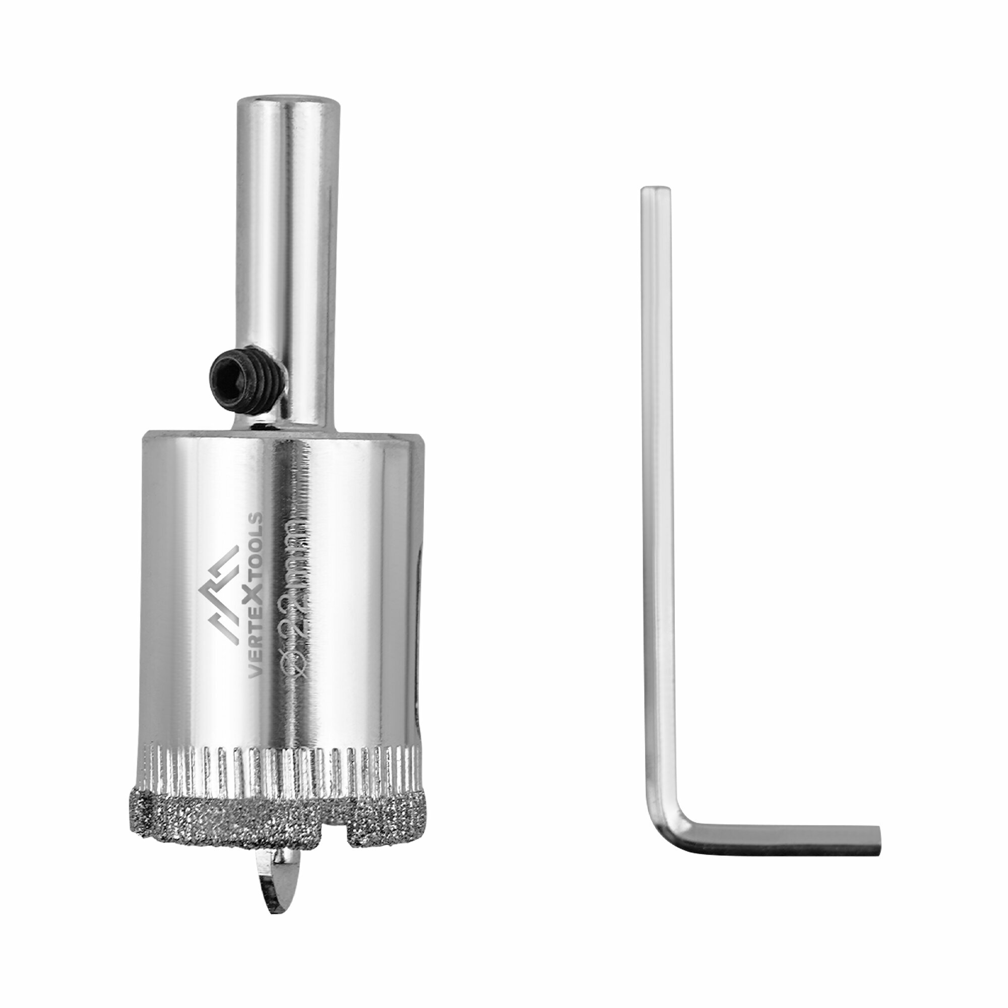 Коронка по стеклу и керамике 22X55 VertexTools с центрирующим сверлом, CRv