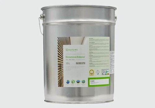 Изображение товара Лазурь Gnature 470 Bienenwachslasur с пчелиным воском для деревянных стен и потолков, бесцветный 10л