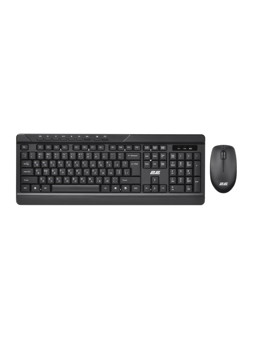 Беспроводной комплект 2E, клавиатура, мышь, мембранная, оптическая, USB, черная, 113 клавиш, 1200 DPI, 2E-MK410MWB