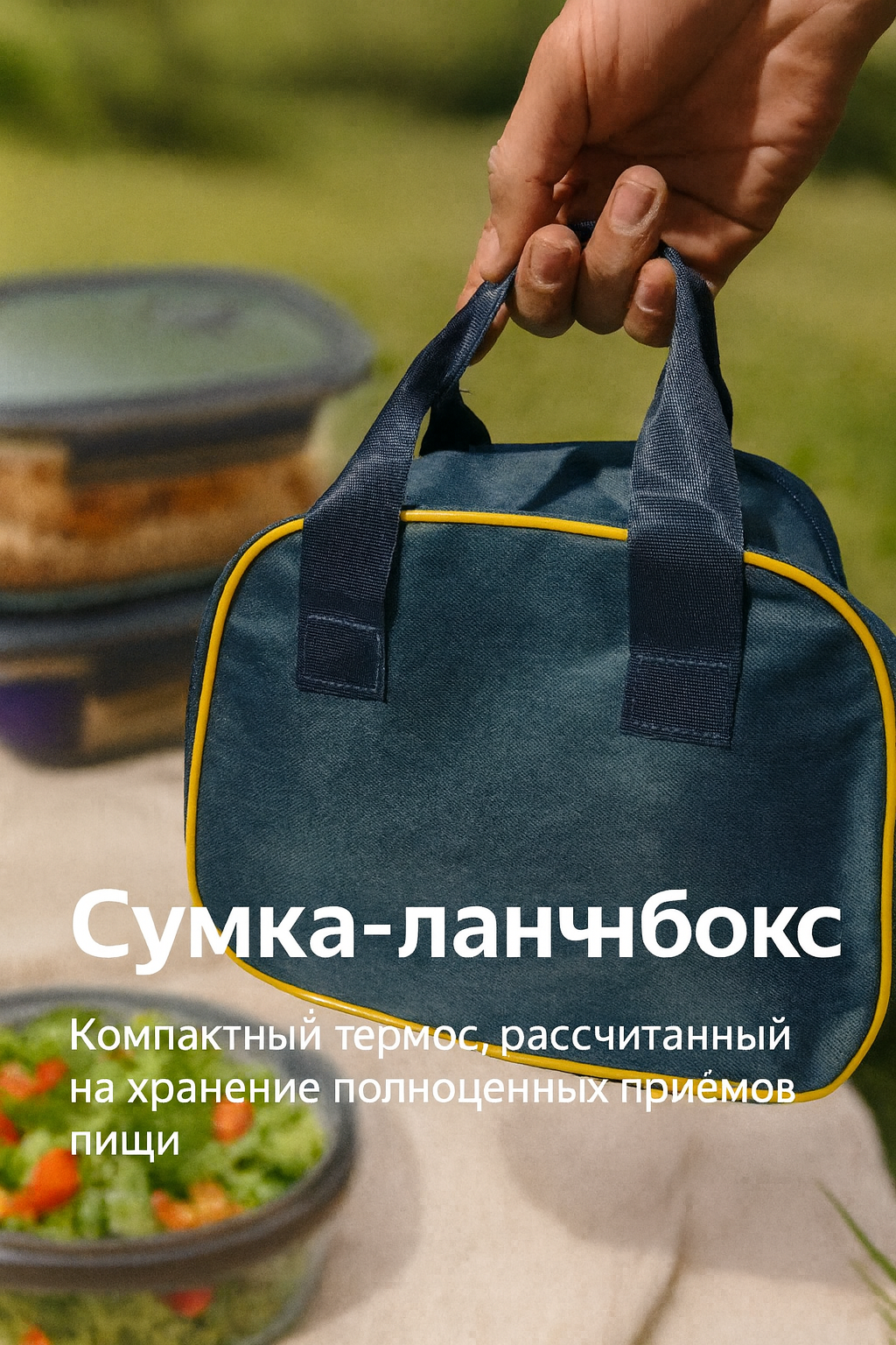 Ланч-бокс набор стеклянных контейнеров с термосумкой, 2 шт, жаропрочное стекло, герметичные крышки, контейнер для еды