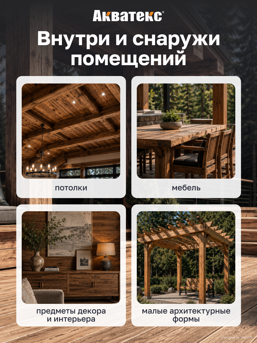 Антисептик для дерева Акватекс Викинг 65088, лессирующий, полуматовый, 2,5 л, сосна — фото 1