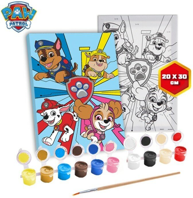 Paw Patrol Картина по номерам, 20х30 "Щенки-друзья", Щенячий патруль